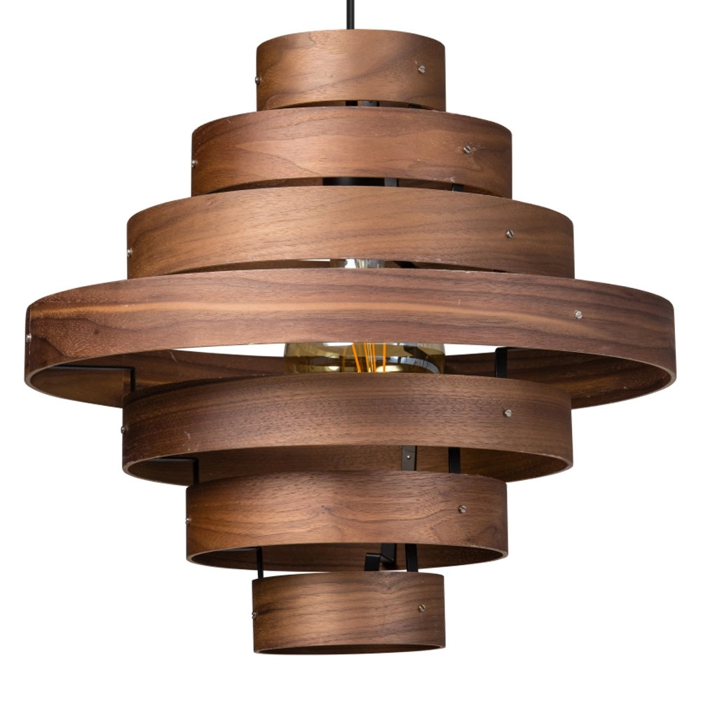 Stoere hanglamp Walnut 7-rings houtbruin ETH 8719075185759