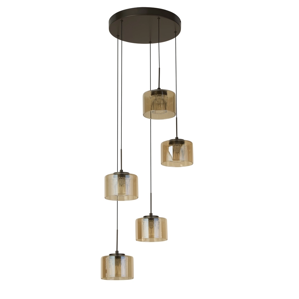 Design hanglamp Tumblers 5-lichts brons Searchlight 5,05342E+12