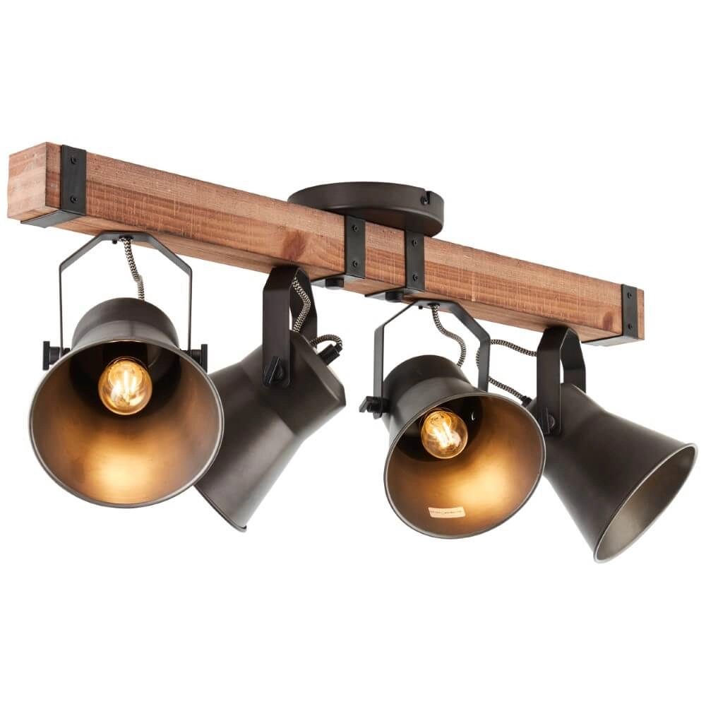 4-lichts plafondlamp Decca zwart met bruin Brilliant 4004353361456