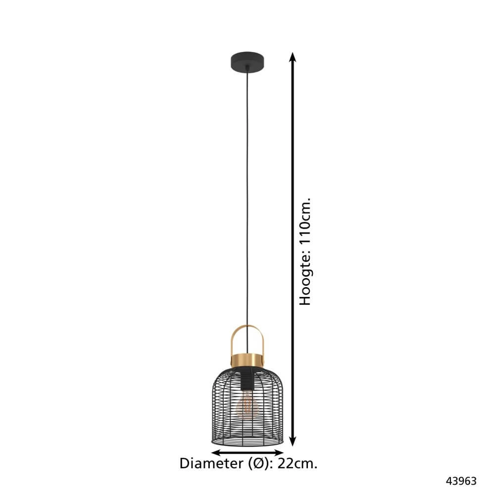 Draadlamp Roundham Ø 22cm - zwart met goud Eglo 9002759439637