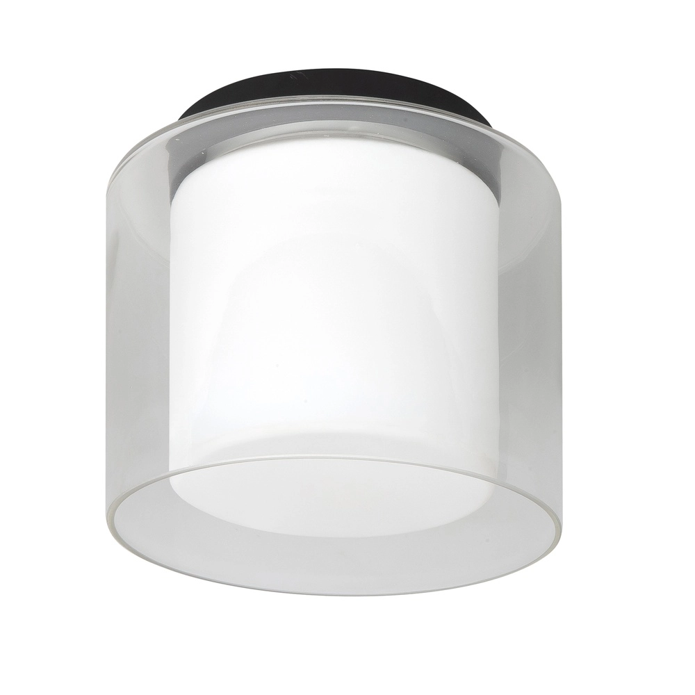 Plafondlamp Ice zwart met wit glas