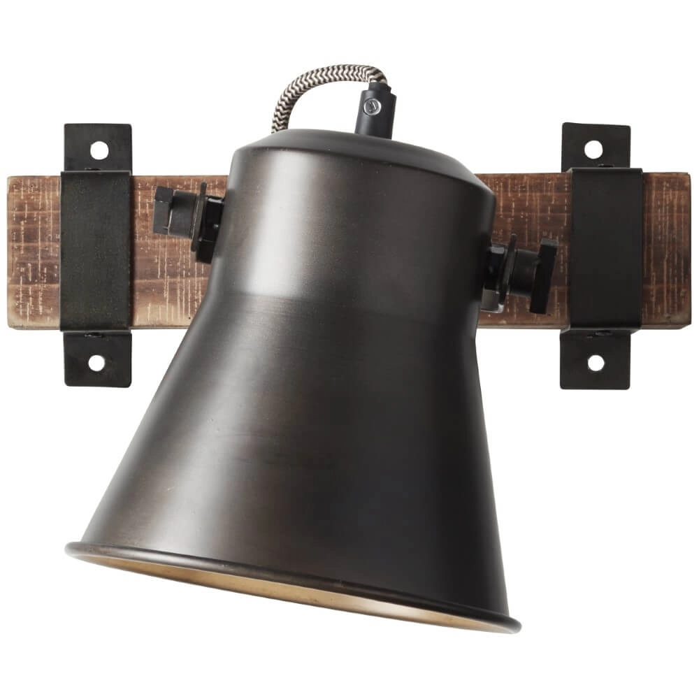 Wandlamp Decca zwart met bruin Brilliant 4004353361432