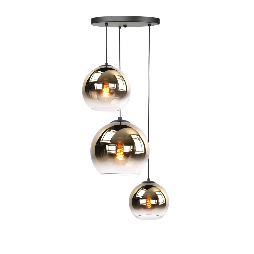 3-lichts hanglamp Fantasy zwart met goud