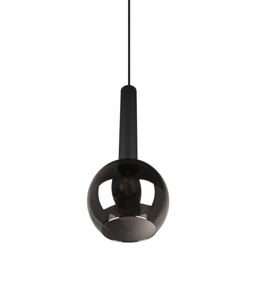 Hanglamp Clayton zwart met smoke glas Trio 4017807532951