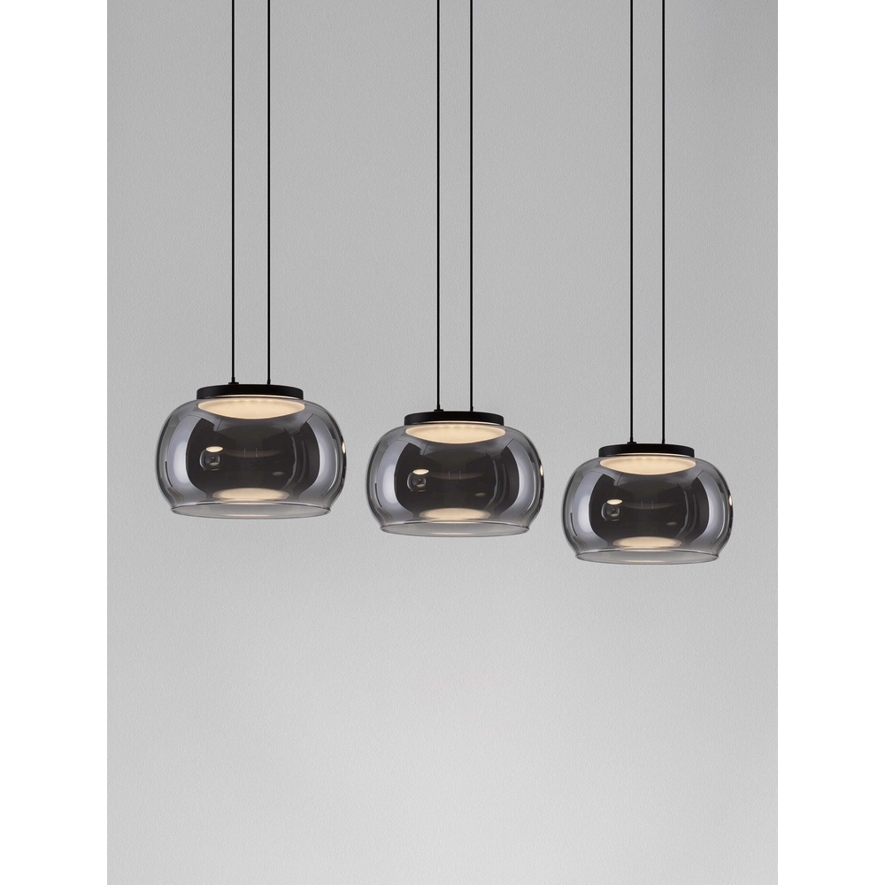 Moderne hanglamp Bios 3-lichts zwart