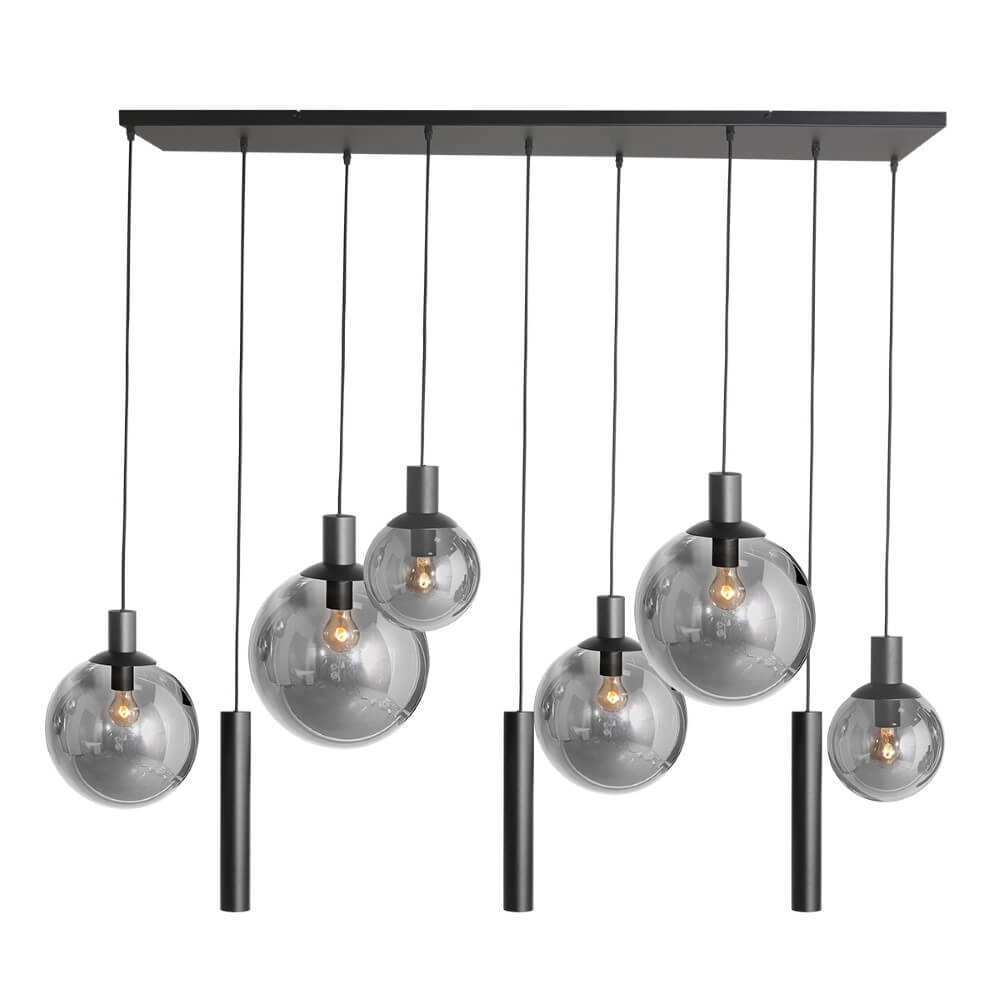 Eettafel hanglamp Bollique zwart met rookglas Steinhauer 8712746172973