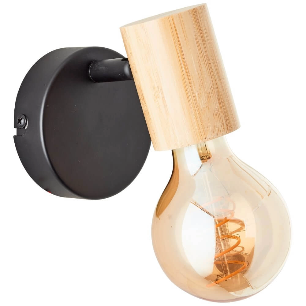 Wandlamp Kerry zwart met hout Brilliant 4004353409028