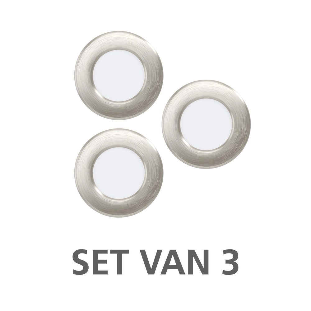 3x Inbouwspot Fueva 6 rond - rvs - Ø 8,8cm Eglo 9008606330829