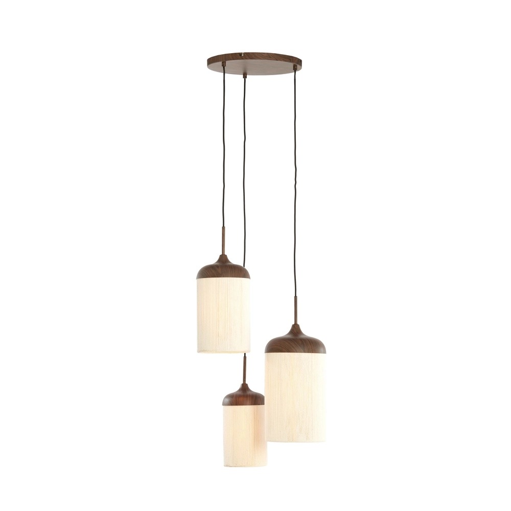 3-lichts hanglamp Danialo walnoot bruin met touw Light & Living 8717807816711