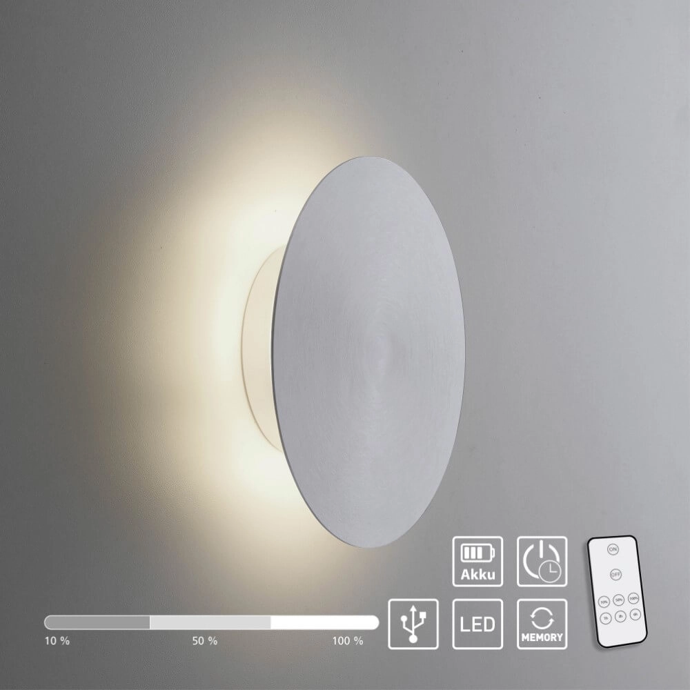 Design wandlamp Akku Puntua Ø 18cm aluminium Paul Neuhaus 4012248372500