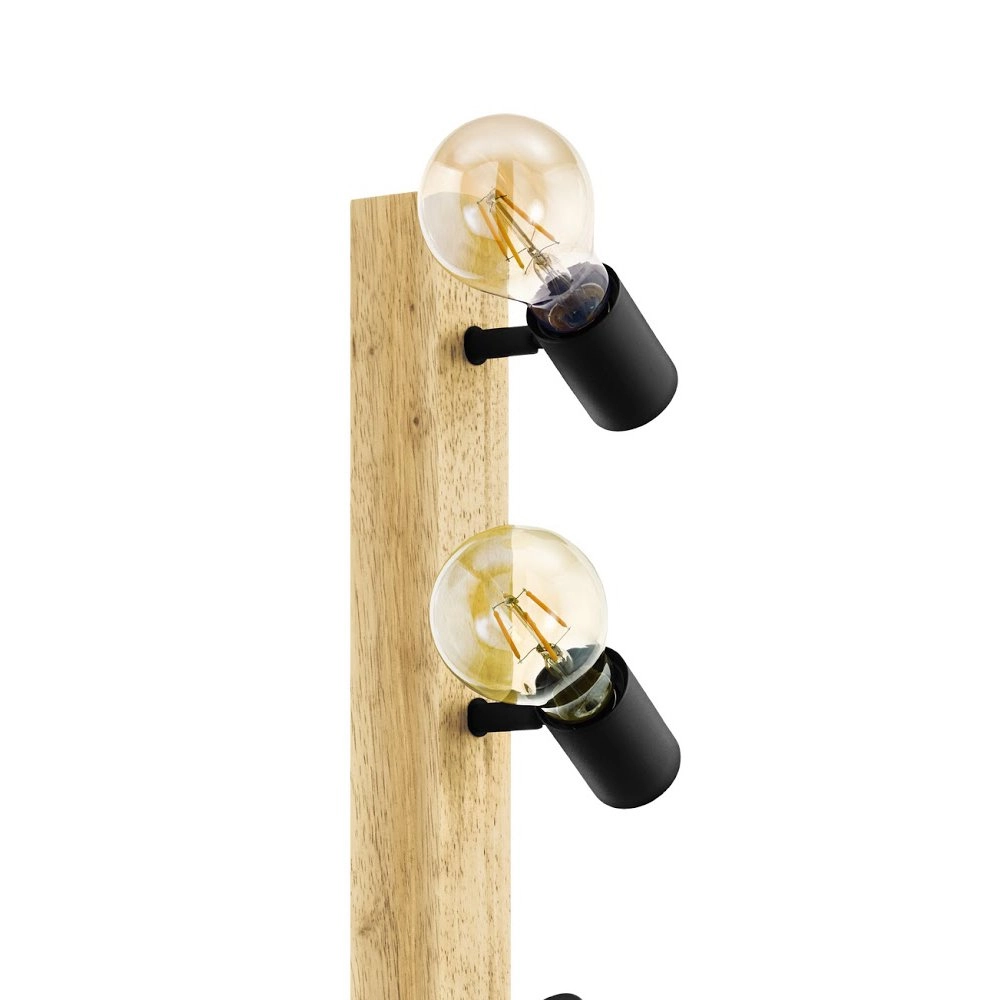 Landelijke plafondlamp Townshend 3 4-lichts zwart met hout Eglo 9002759994815