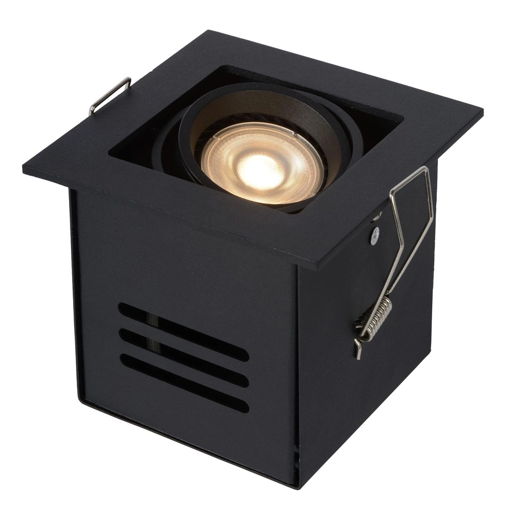 Vierkante inbouwspot Chimney enkel zwart Lucide 5411212092250