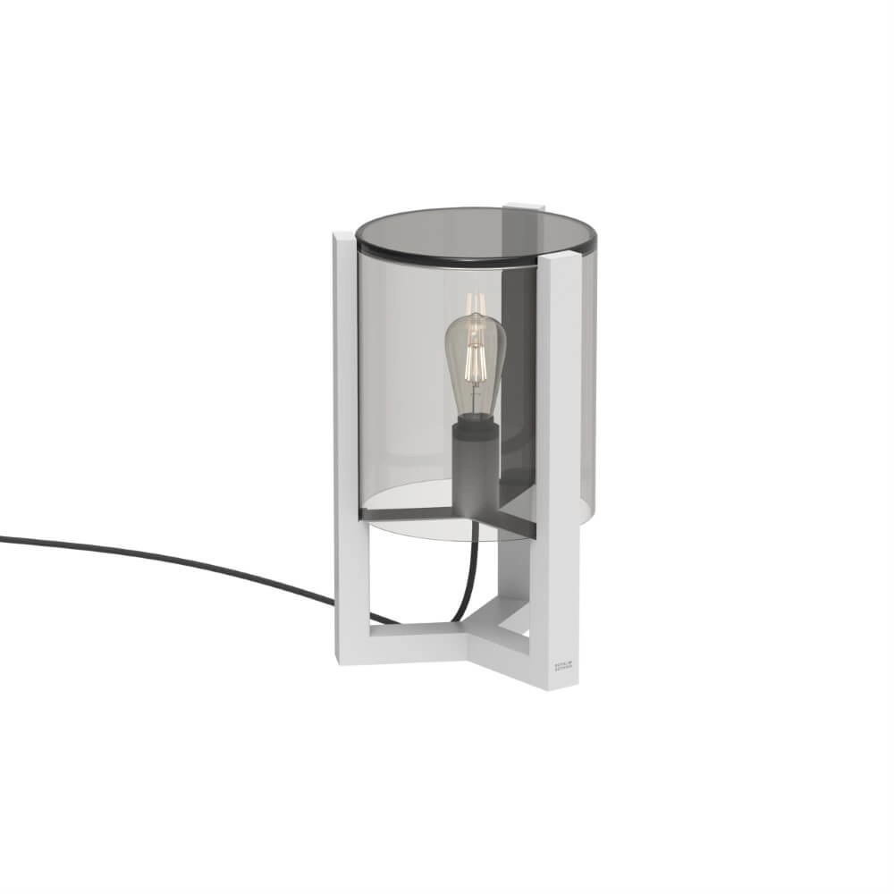 Tafellamp 45cm Tristar wit met smoke glas Tafellamp 45cm Tristar wit met smoke glas