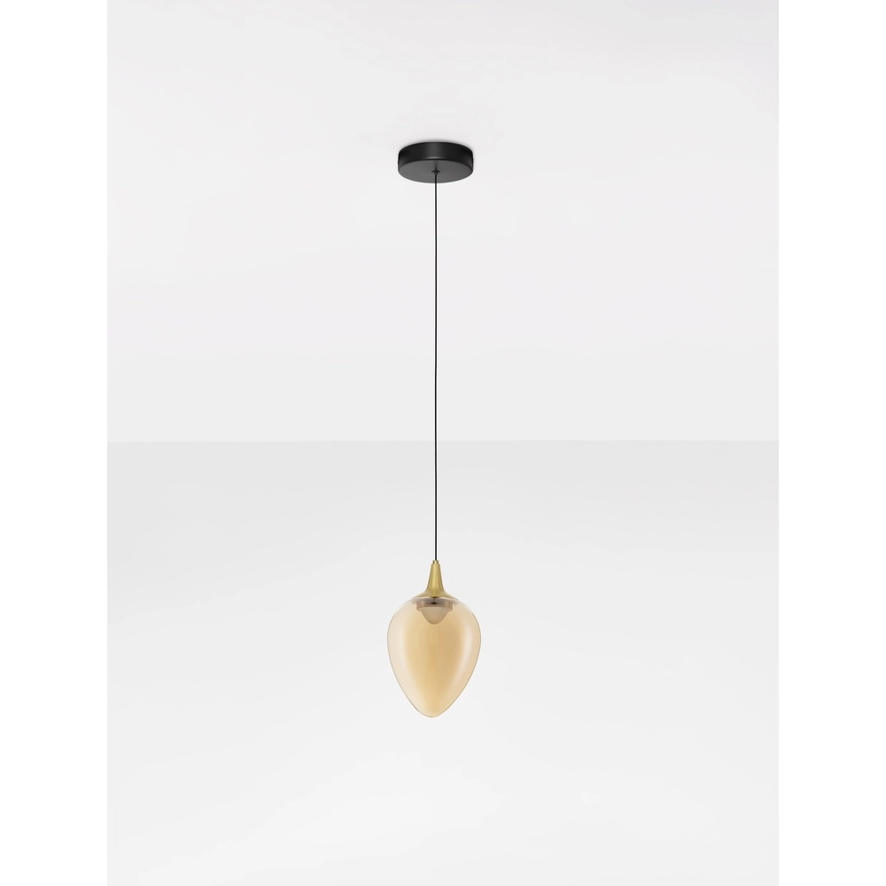 Hanglamp Nali 1-lichts amber glas Lyora 5212017477750
