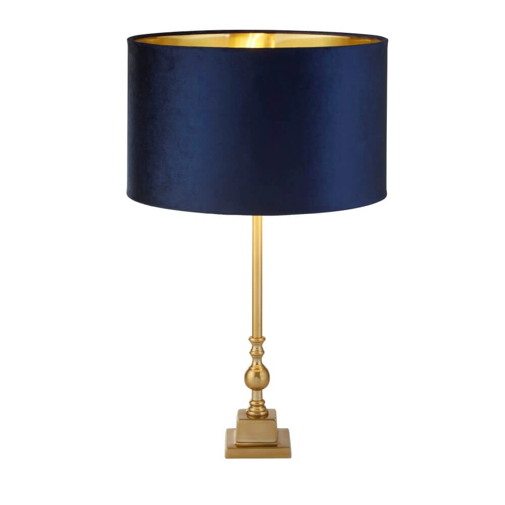 Gouden tafellamp Whitby met donkerblauwe kap Searchlight 5053423257723