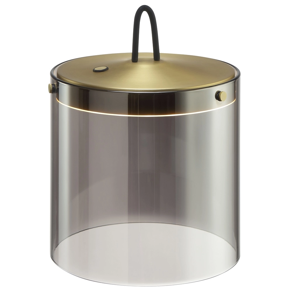 Tafellampje Lumeo messing met smoke glas Ø 20cm