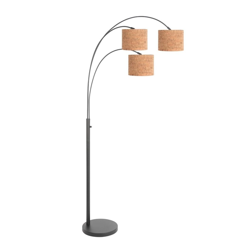 3-lichts vloerlamp Sparkled Light met kurk kappen