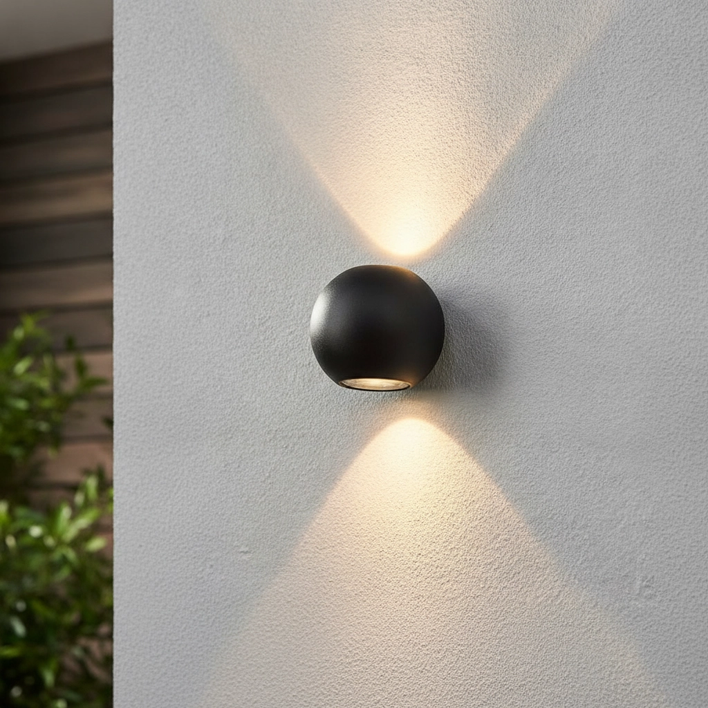 Buitenlamp up/down Denver rond - zwart