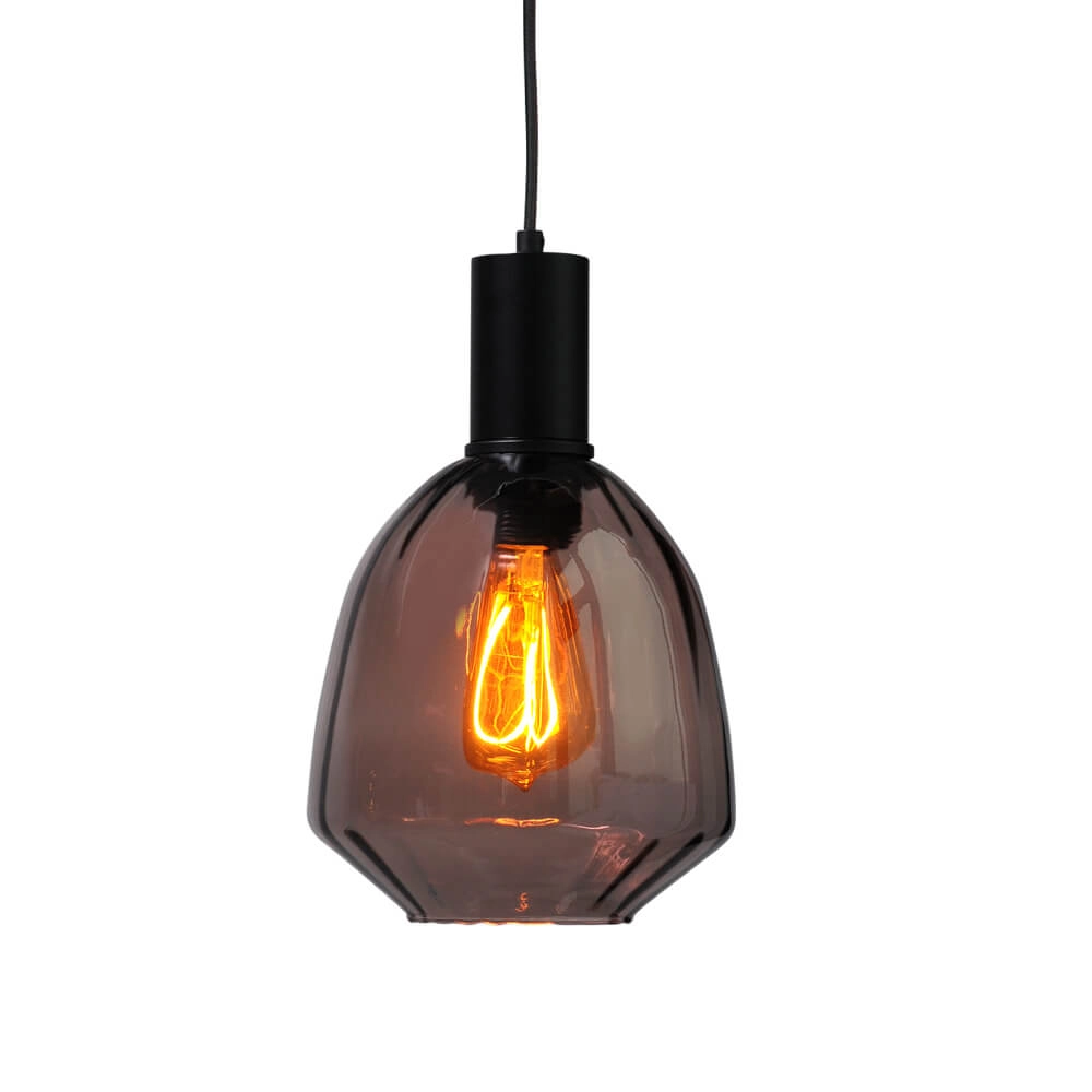 3-lichts hanglamp - zwart - Porto met verschillende glazen Masterlight 8718121270104