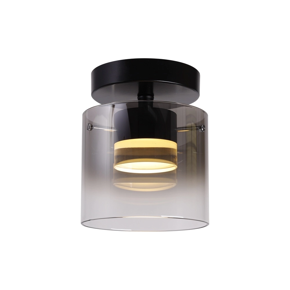 Plafondlamp Salerno zwart met smoke glas