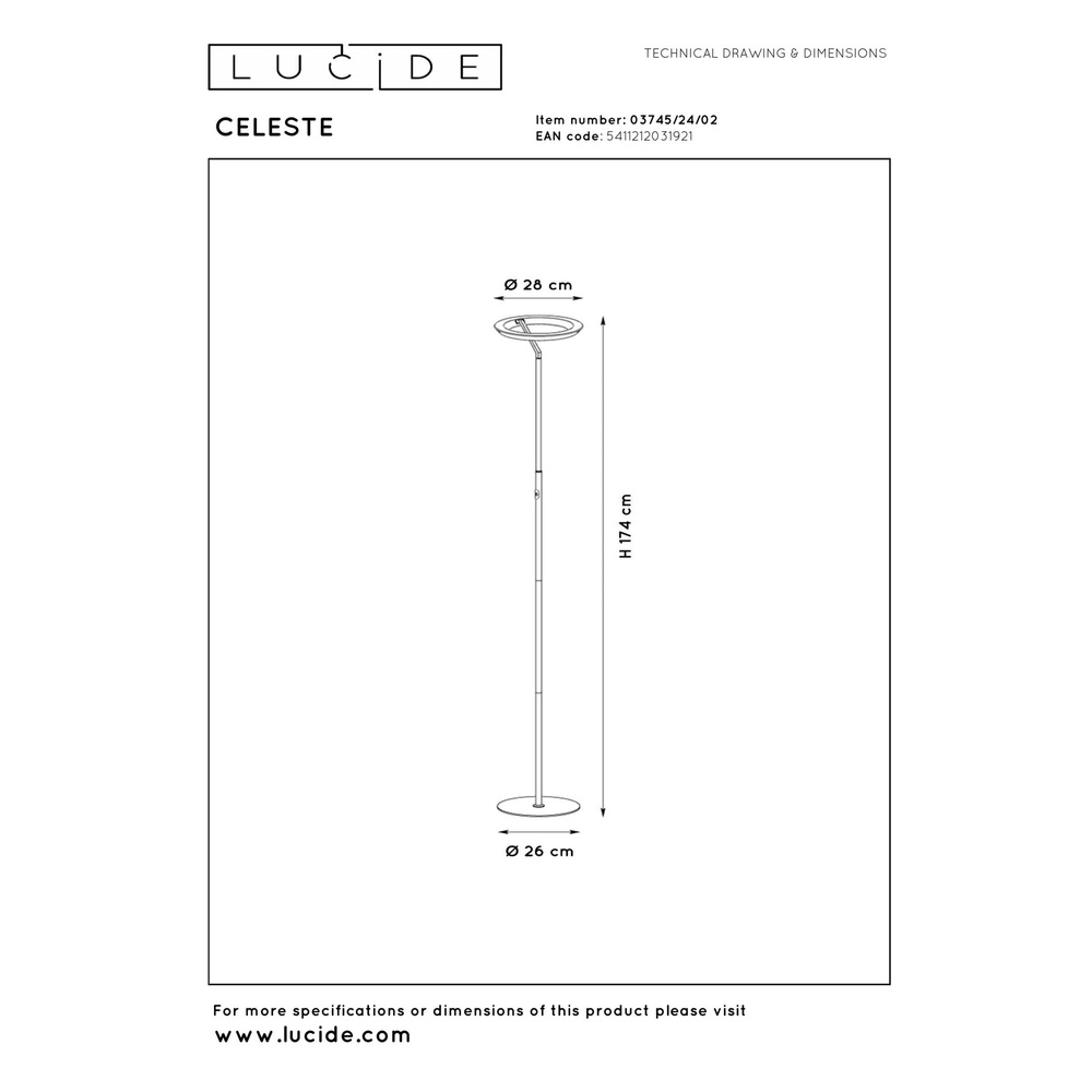 Design vloerlamp Celeste goud Ø 28cm Lucide 5411212031921