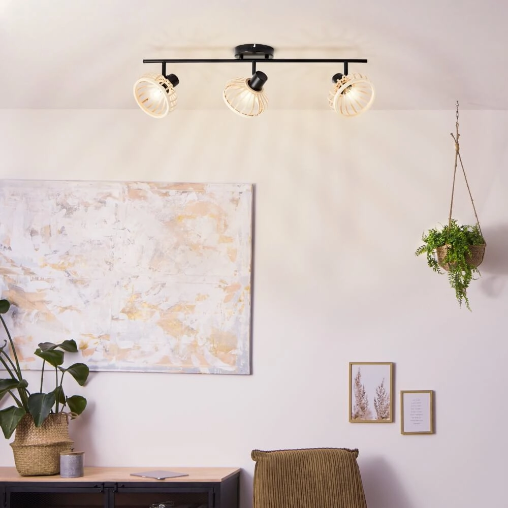 Houten plafondlamp Norah 3-lichts Brilliant 4004353409530
