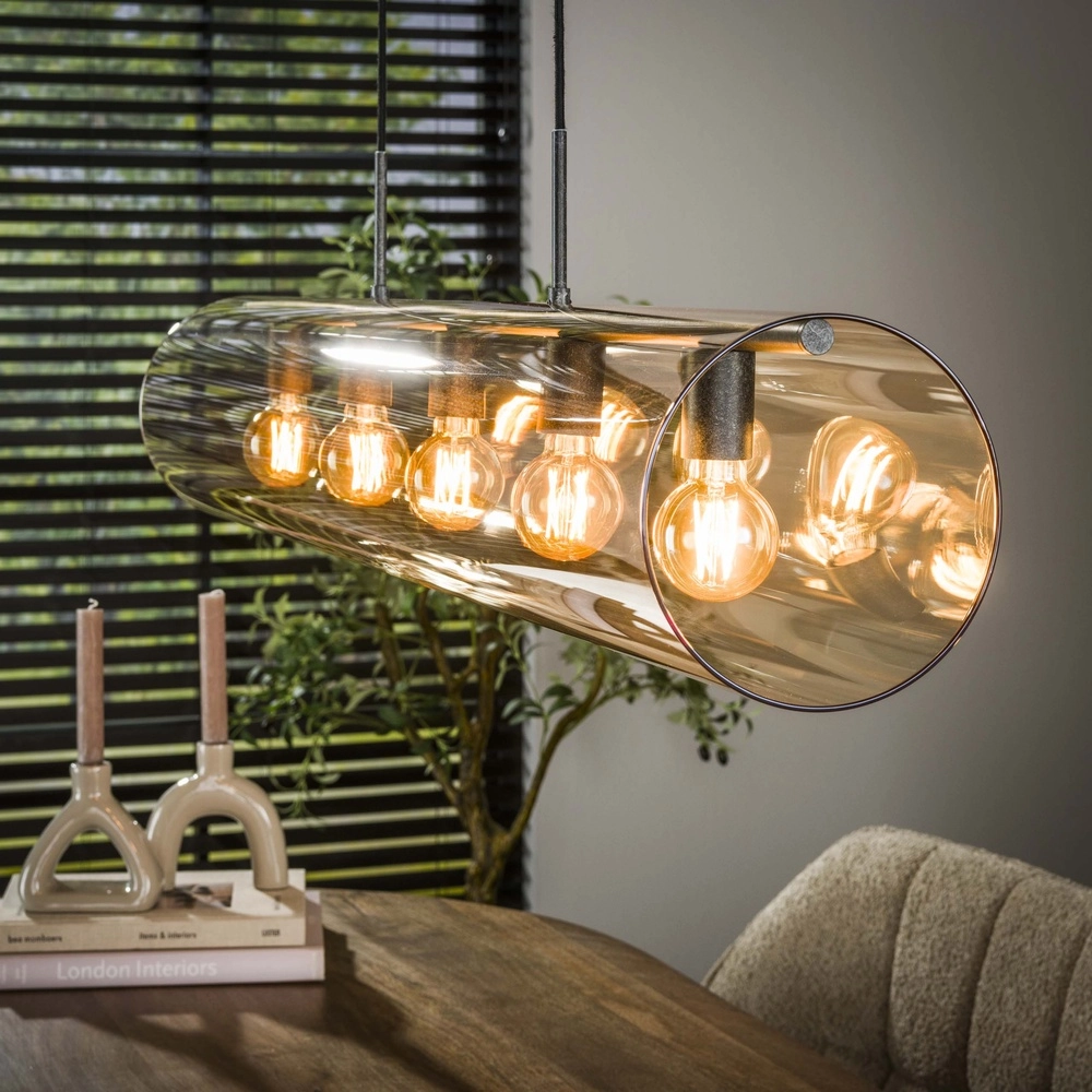 Glazen hanglamp Tube 120cm - amber glas Lyora 8716803511774