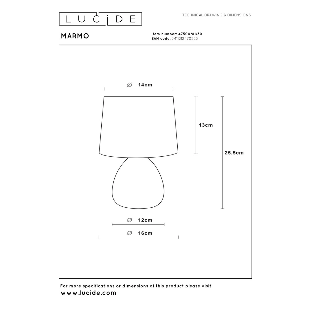 Tafellamp Marmo zwart Lucide 5411212470225