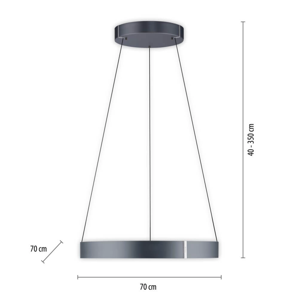 Ronde hanglamp Pure E-Clipse grijs Ø 70cm Paul Neuhaus 4012248372340