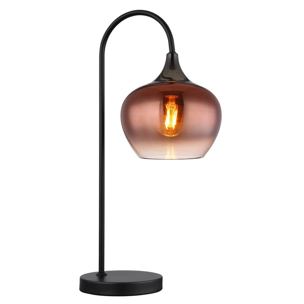 Zwarte tafellamp Maxy met rood glas enkel