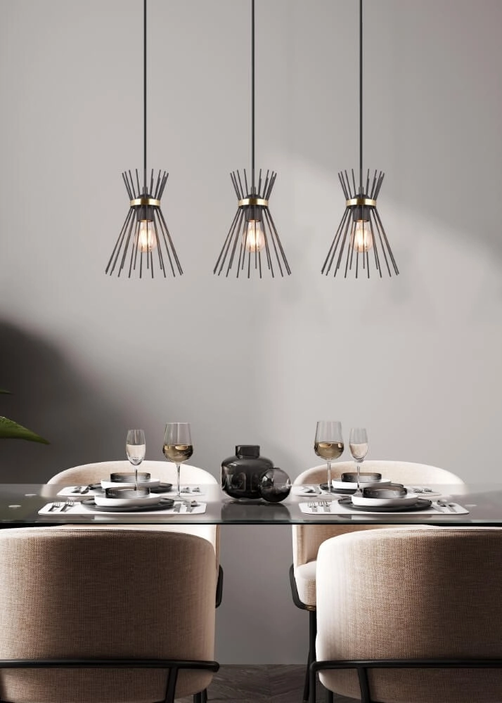 Hanglamp Rod design zwart 3-lichts Trio 4017807576771