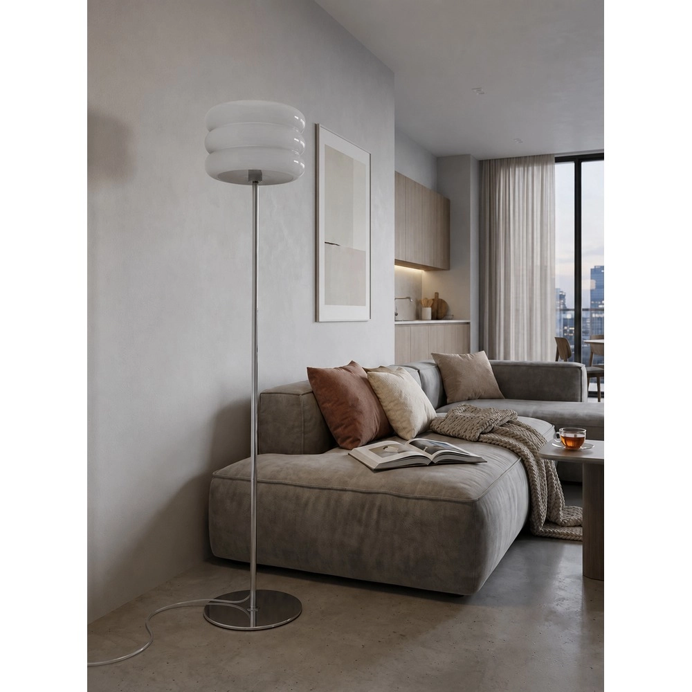 Design vloerlamp Tortora chroom met wit Ø 30cm Eglo 9008606405619