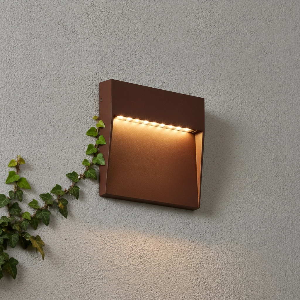 Vierkante wandlamp Fem roestbruin