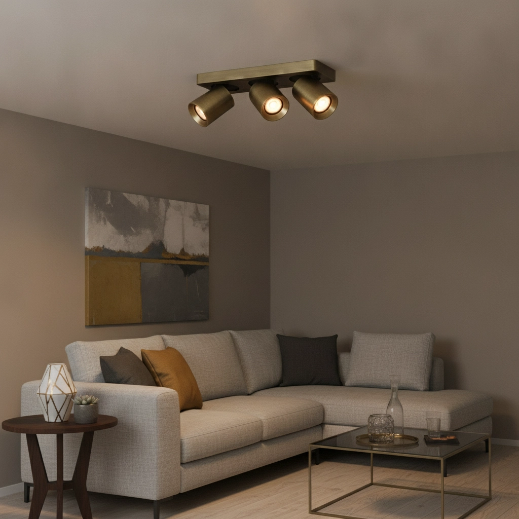 Plafondlamp Megano 3-lichts antiek brons