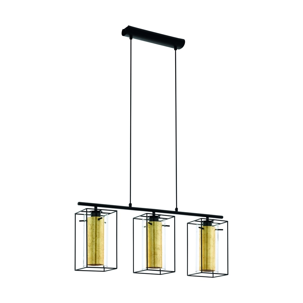 3-lichts hanglamp Loncino 1 zwart met goud