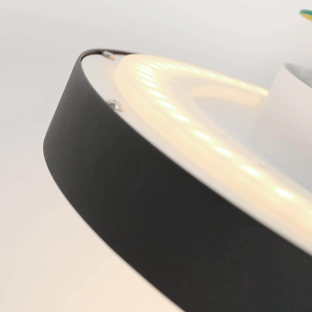 Strakke plafondlamp Flady zwart Ø 50cm Steinhauer 8712746171860