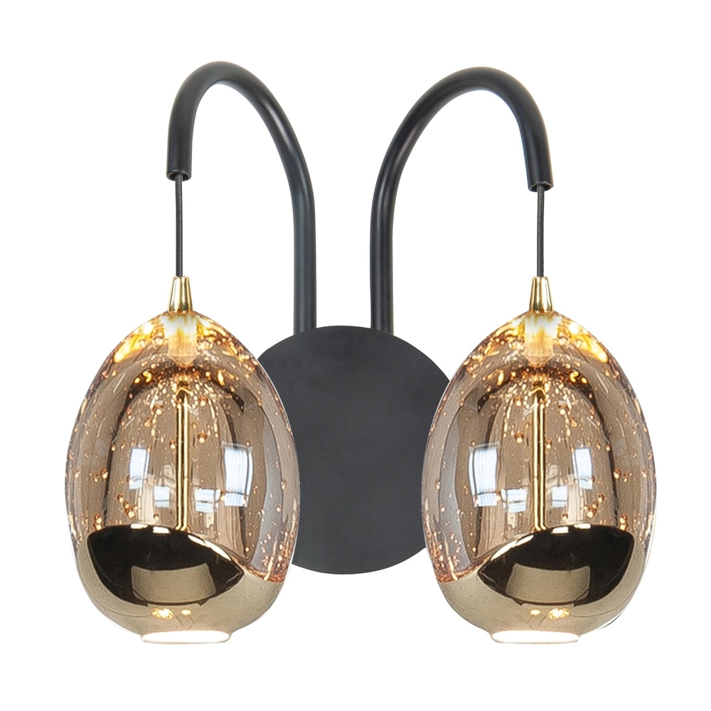 Wandlamp Golden Egg zwart 3-lichts