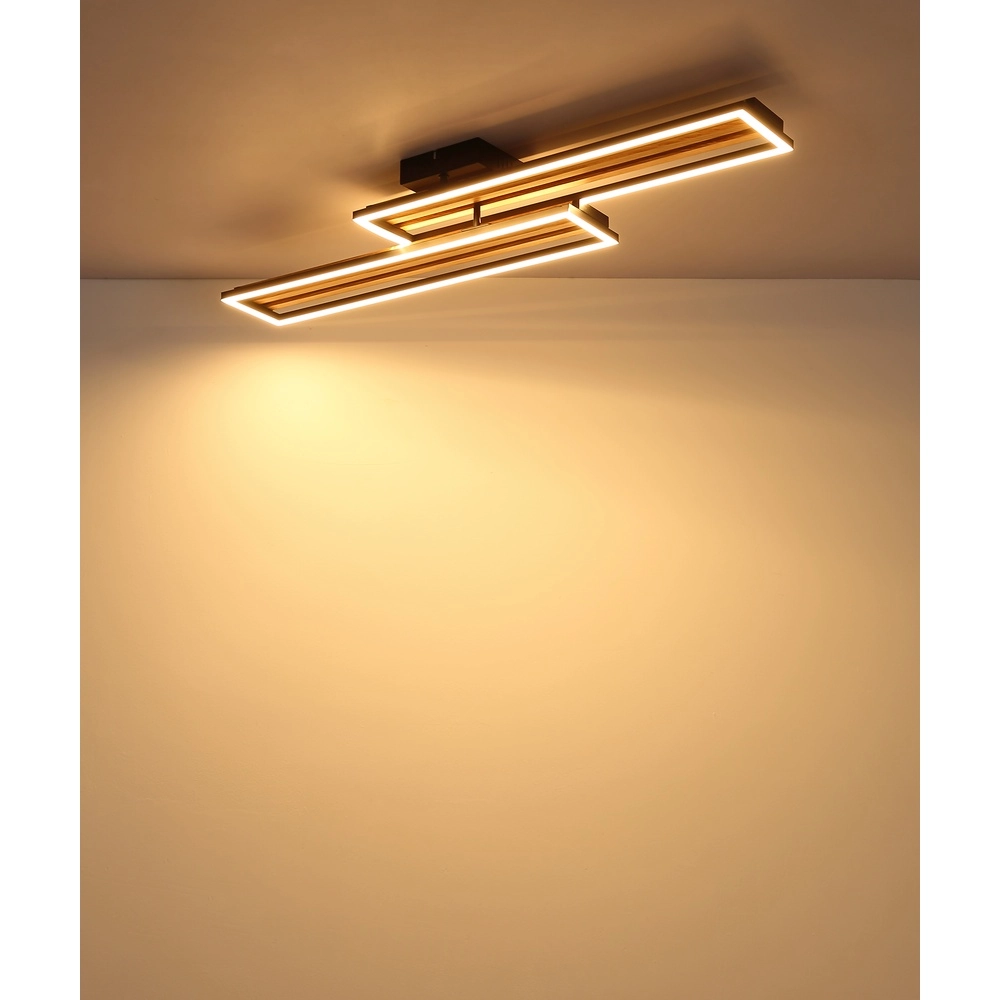 Moderne plafondlamp Dakari I zwart met hout 90cm Globo 9007371528783