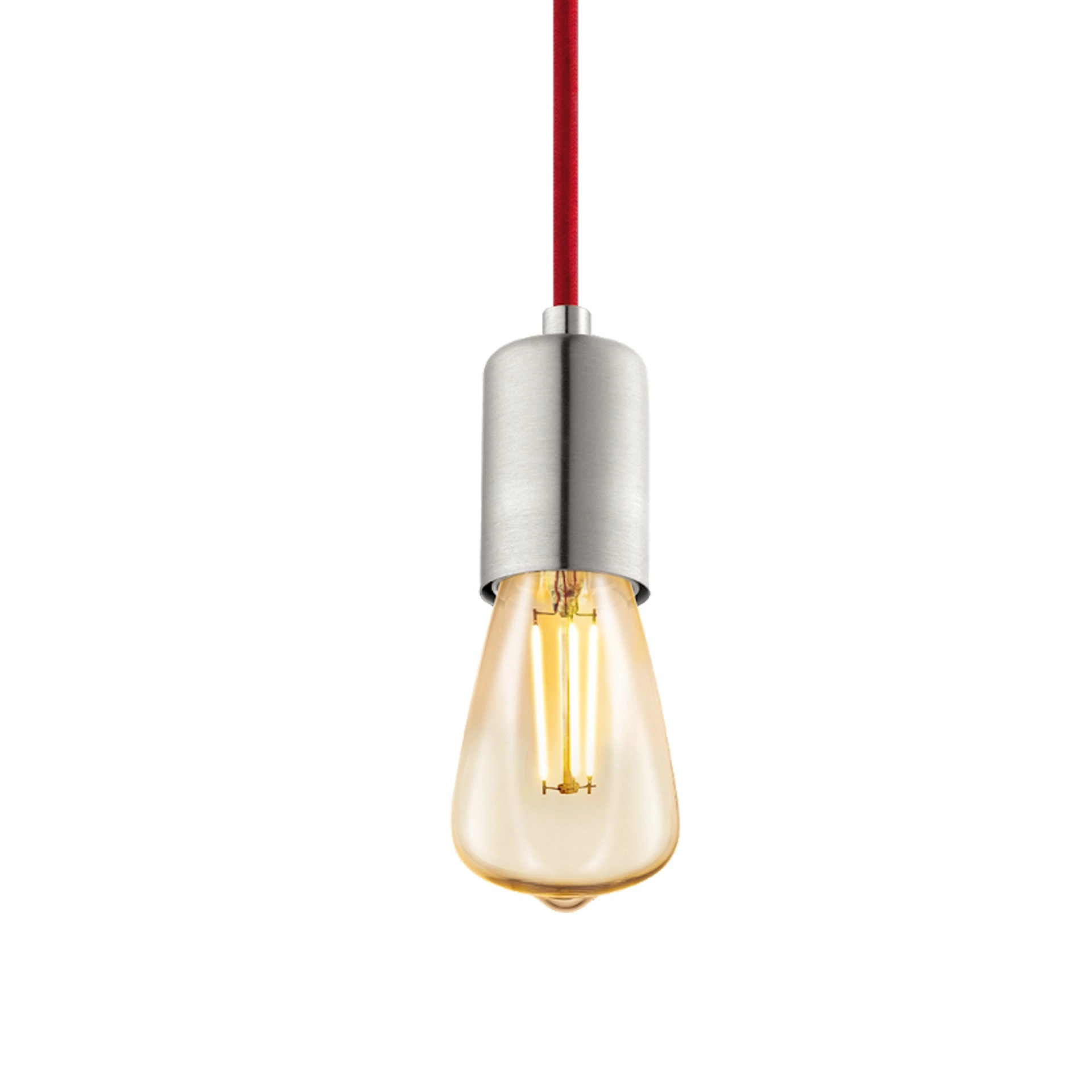Hanglamp Yorth pendel nikkel met rood snoer Hanglamp Yorth pendel nikkel met rood snoer