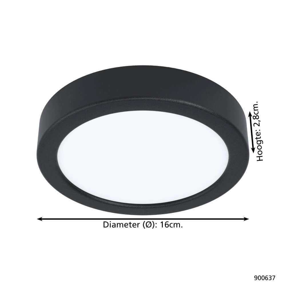 Badkamer lamp Fueva 5 IP44 - Zwart - Ø 16cm Eglo 9008606245215