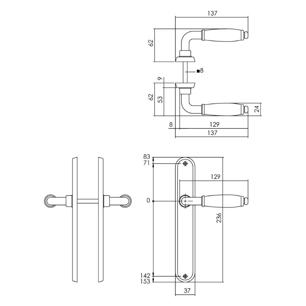 Deurklink Courgette ovaal blind chroom Intersteel 8714186489147
