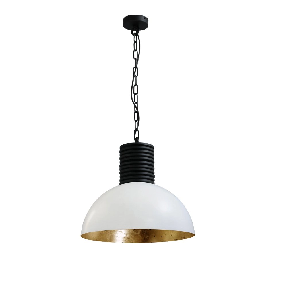 Industrie hanglamp Industria Gold 40 zwart met kap wit goud
