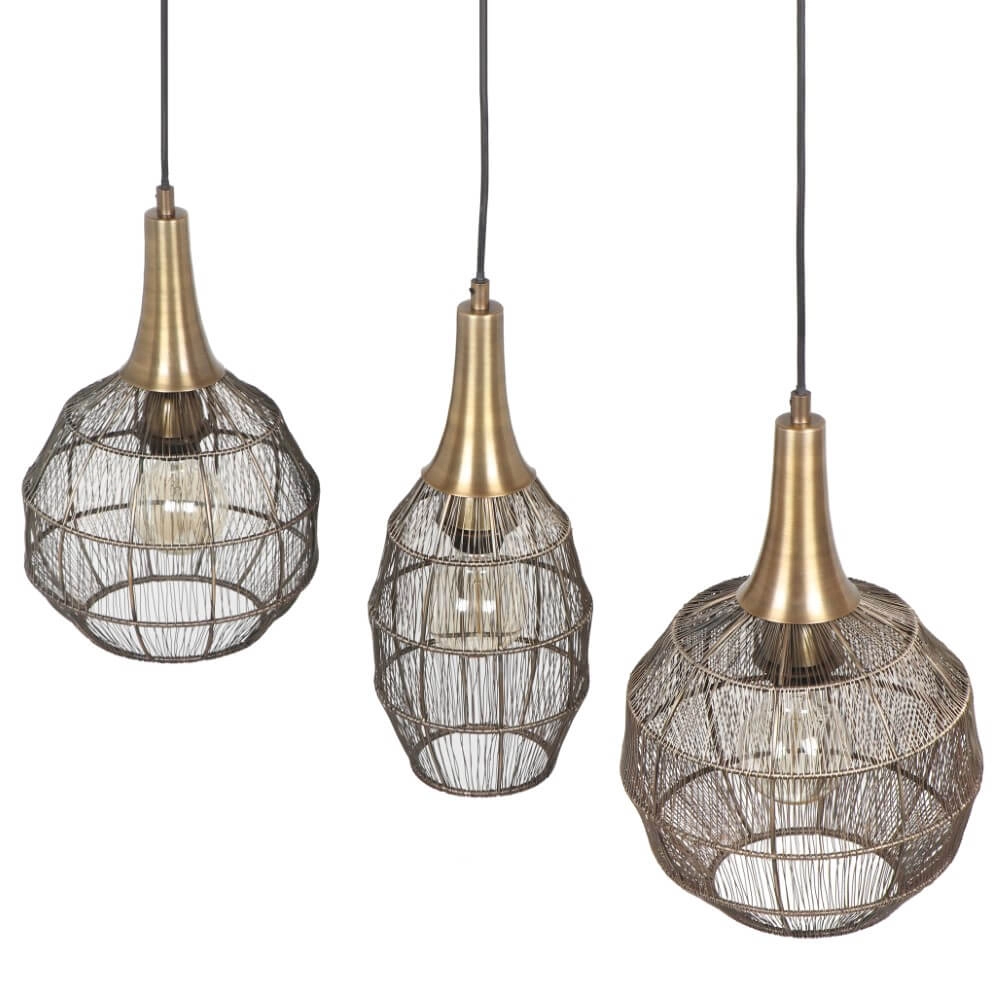 Landelijke eettafelhanglamp Soraya brons Trio 4017807617504
