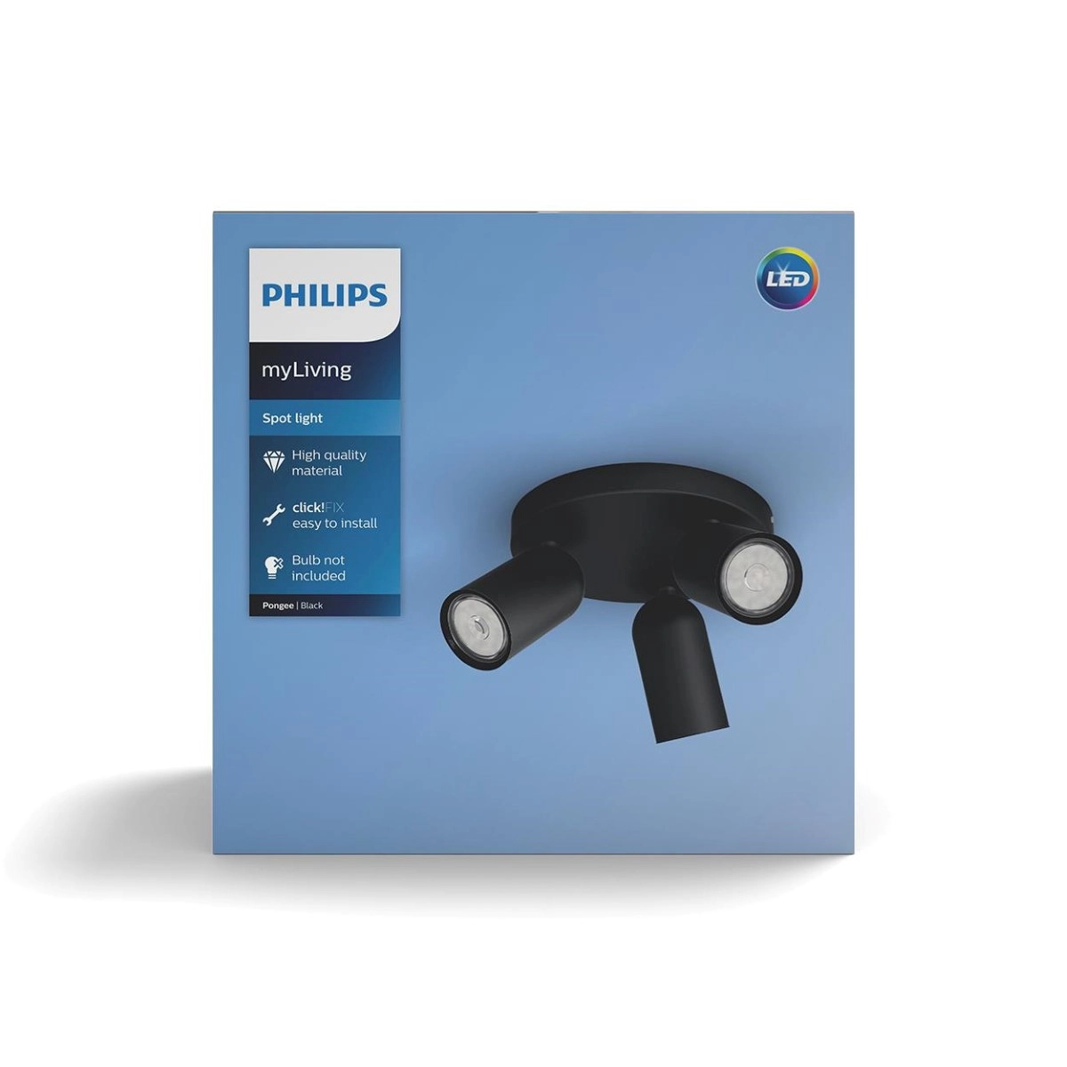 Opbouwspot Pongee 3-lichts zwart Philips 8718696164846
