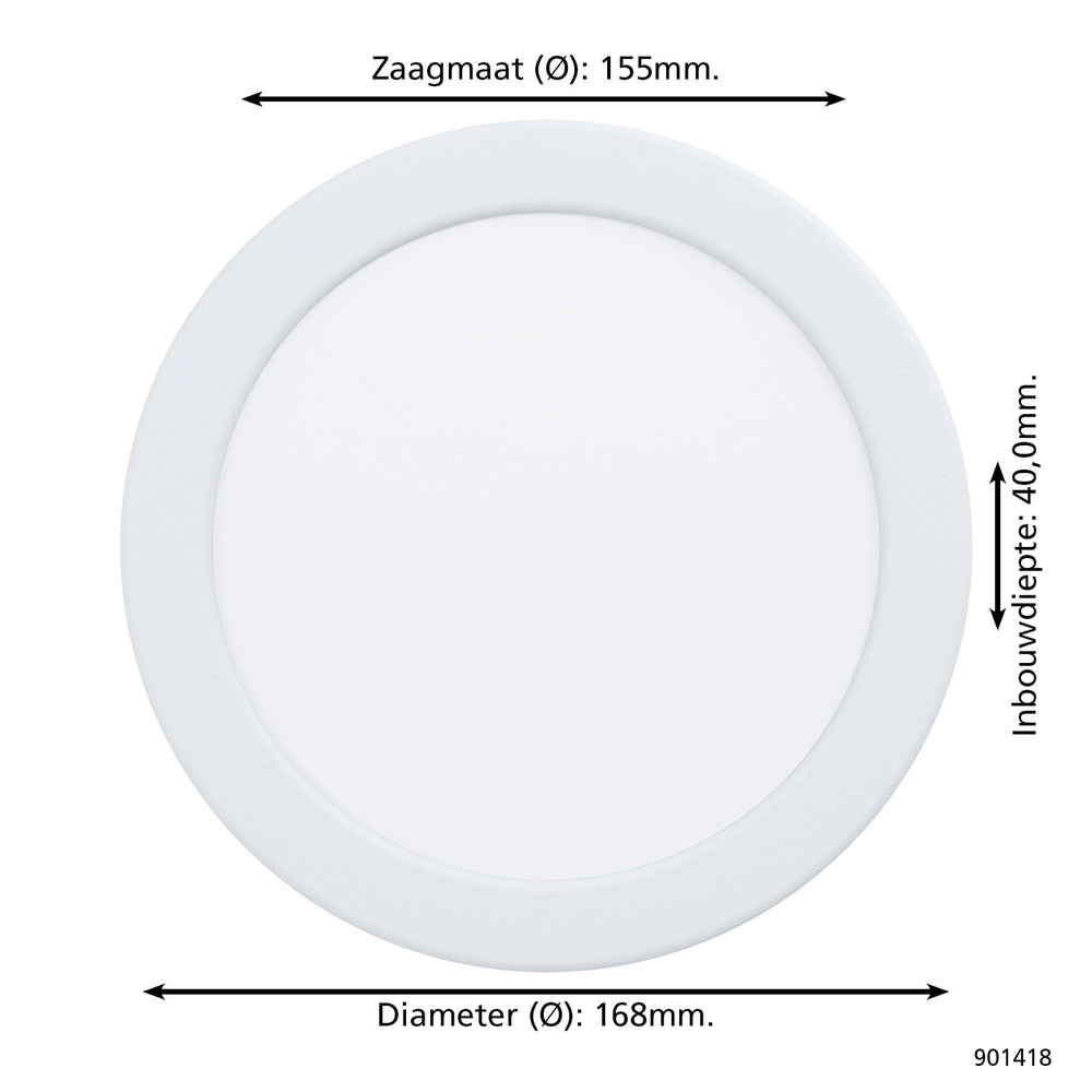 IP44 inbouw lamp Fueva 6 rond - wit - Ø 16,8cm Eglo 9008606330959