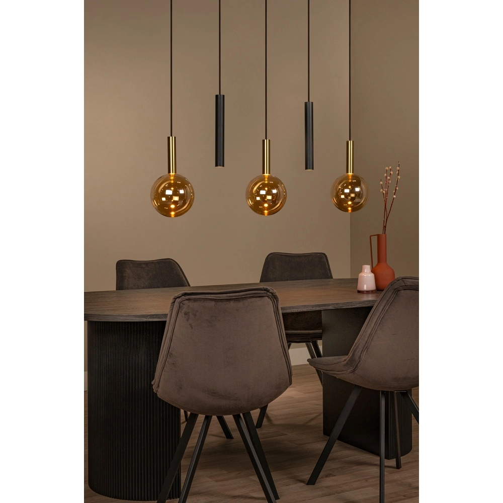 5-lichts hanglamp Josiane zwart met goud Lucide Vibes 5411212212276