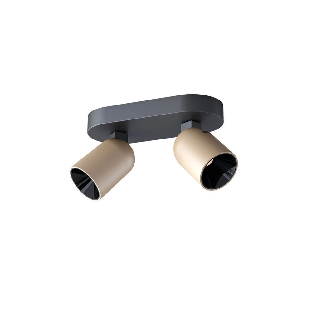 Plafondlamp Houston 2-lichts zwart met champagne
