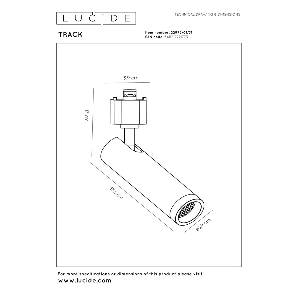 Railspot Track Grado 1-fase wit Lucide 5411212221773