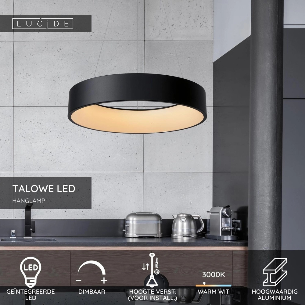 Hanglamp Talowe Led Ø 60cm zwart Lucide 5411212460707