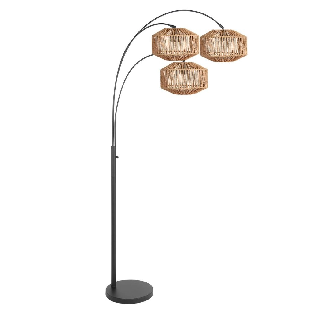 Vloerlamp Sparkled Light met rotan kappen